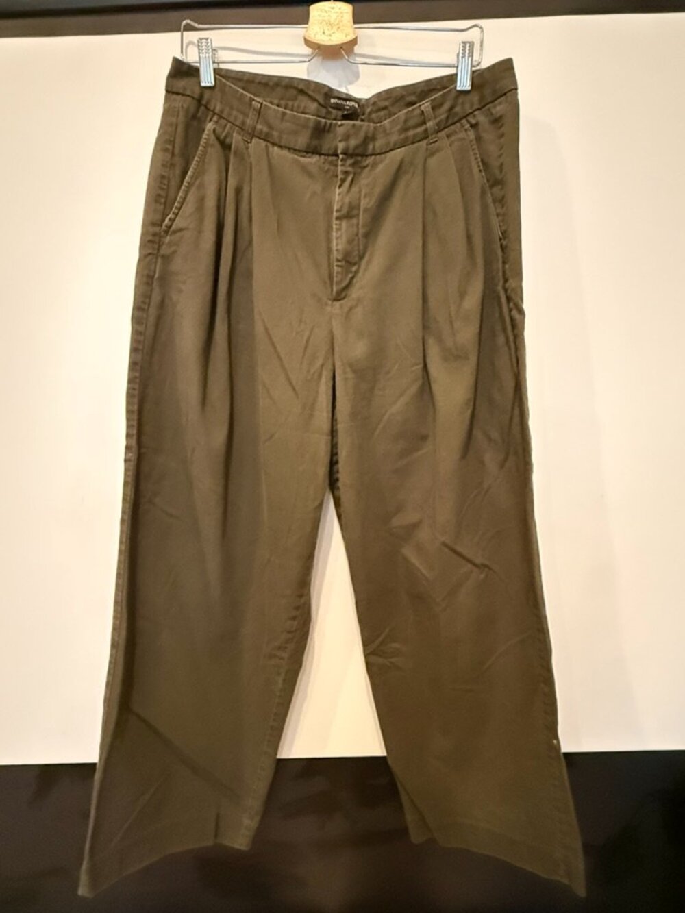 Banana Republic olive wide-leg cropped cotton trousers